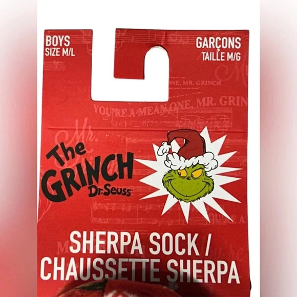 Dr Suess -  The Grinch - Boys Size M/L Sherpa Socks - BNWT 🎄 - Picture 3 of 4